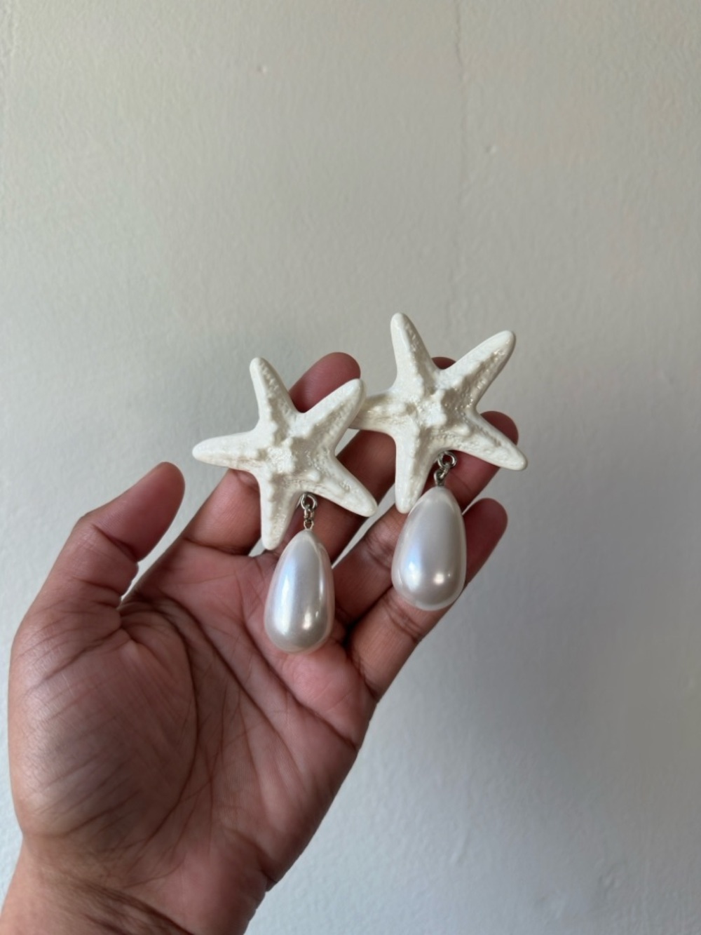 Julietta White Starfish Pearl Clip on Earrings - Women Jewelry Earrings